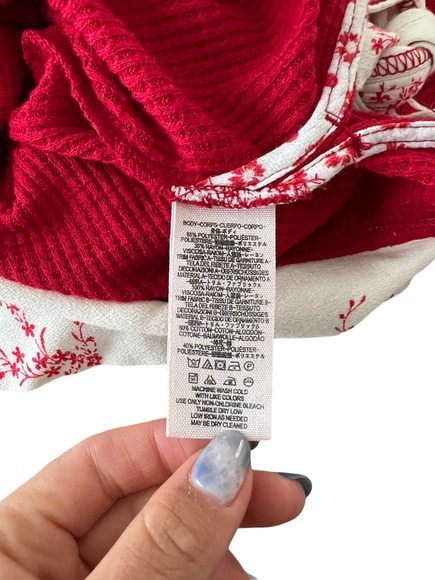 Free People Two Toned Faux Wrap Pullover Top Long Sleeve Red L Large - Picture 7 of 7